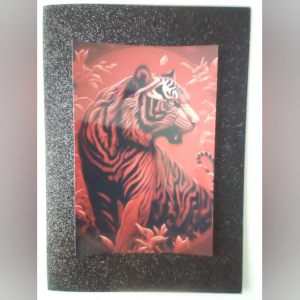Tiger art, on glitter frame